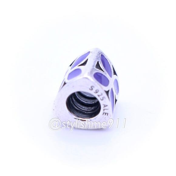 Authentic PANDORA Sterling Silver Violet Enamel Flower Charm - Picture 7 of 8